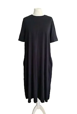 Arket Womens Black Cotton Short Sleeve Pockets T-Shirt Maxi Dress. Small/UK 8-10 • £28