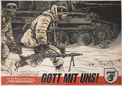 WW2 German Wehrmacht MG42 Panzer Division Attacking Soldier  Poster • $4.99