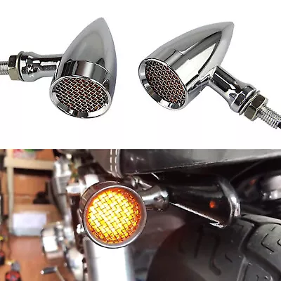 4X Chrome Motorcycle Bullet LED Turn Signal Light Blinker For Harley Davidson So • $39.33