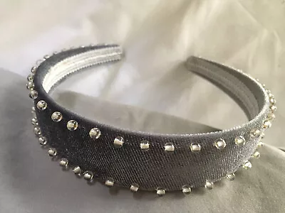 Velvet Headband Embellished With Clear Beads • $10