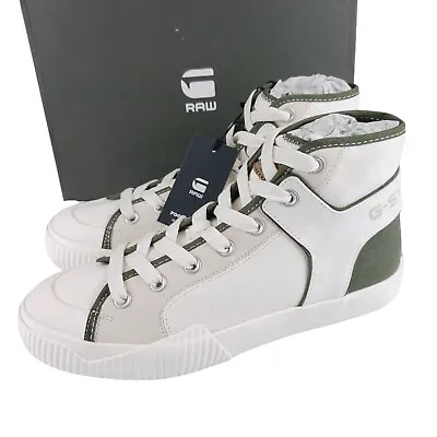 G-Star Raw Rackam Tendric Mid Sneakers Canvas Twill Milk Combat Color NEW W/BOX • $74.99