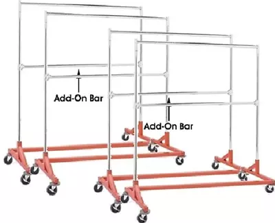 $489.50 • Buy Commercial Grade Double Bar Rolling Z Rack With Nesting Orange Base (SET OF 4)