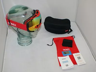$34.77 • Buy Gonex Polarized Snow Goggles Red Frame Zip Case Pouch ~ NWOT
