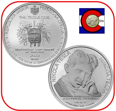 2023 Serbia Tesla Coil BU 1 Oz Silver Coin In Capsule • $47.95