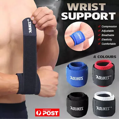 Band Wristband Strap Adjustable Sports Gym Wrist Support Brace Wrap Men Women AU • $6.81