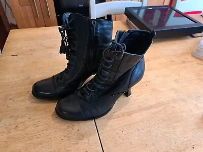 Ladies Boots Size 9eee Black With Zips And Laces • £30