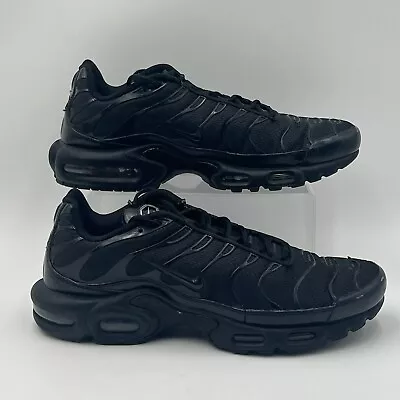 Nike Men's Sz 12 Air Max Plus Triple Black Low Top Athletic Sneakers 604133 050 • $74.99