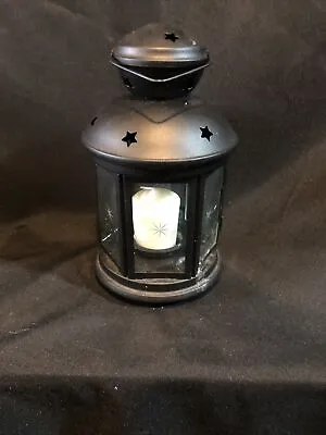 Black Lantern Tealight Or Votive Candle Holder Round Metal & Glass W/star Cutout • $15