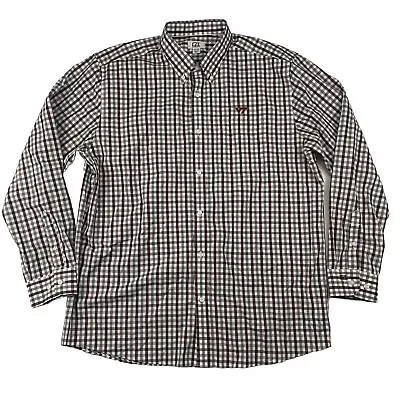 Cutter & Buck Virginia Tech HOKIES Gingham Plaid L/S Button Down Shirt Size XL • $22.74