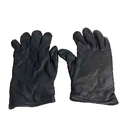 Men's Black Leather Gloves Wool Lined Large  • $26