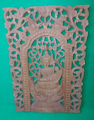 £21.99 • Buy Balinese Hindu God Carved Wooden Wall Panel - Saraswati ?