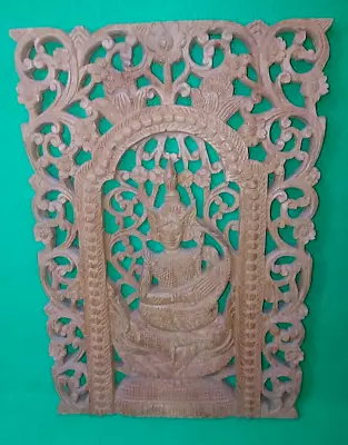 £21.99 • Buy Balinese Hindu God Carved Wooden Wall Panel - Saraswati ?