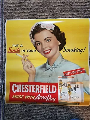 Vintage CHESTERFIELD Cigarettes Store Advertising Sign Lithograph Poster  • $147.95