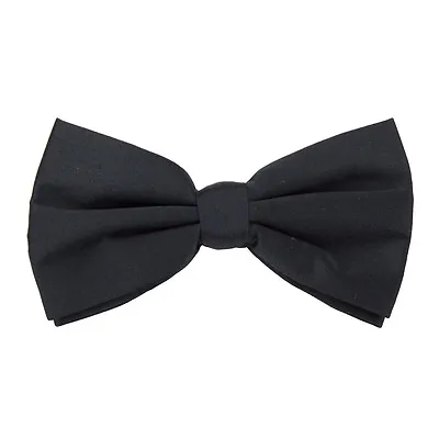 Formal Black Clip-On Bow Tie With Tuxedo-Style Sheen Durable Metal Clip • $9.99