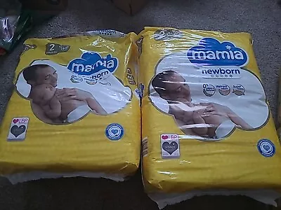 2 X Mamia Newborn Size 2 Nappies 3-6 Kg Approx. 90 Included Open Packet • £9.99