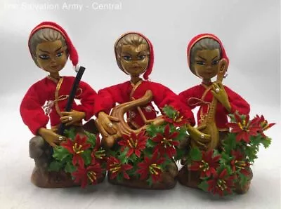 Vintage Decorative Musical Pair Pixie Christmas Elves Figurines Lot Of 3 • $9.99