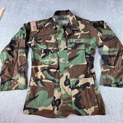 VTG US ARMY Jacket Coat Small Reg Woodland Combat BDU Hot Weather W/ Airborne • $32.99