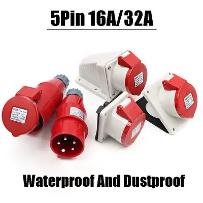 16A 32A 5Pin Waterproof Industrial Aviation Plug Male/Female Socket Connector • $11.89