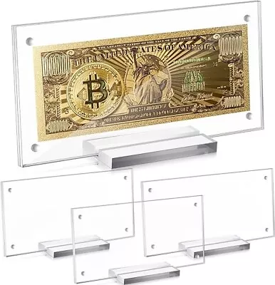 4 Pack Acrylic Display Currency Paper Money Holder Dollar Bill Frame Currency Ho • $34.90