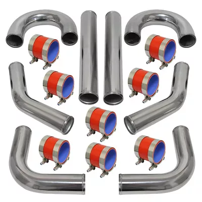 2.75  70mm Universal 8 PCS Turbo Intercooler Pipe Kit + Silicone Hose Clamps Red • $313.49