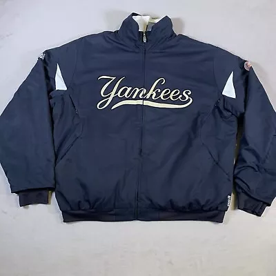 New York Yankees Jacket Mens XL Blue Majestic Full Zip MLB Baseball Adult B2 • $69.95