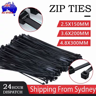 100x/200x/1000x Cable Ties Zip Ties Nylon UV Stabilised Bulk Black Cable Tie AU • $24.59