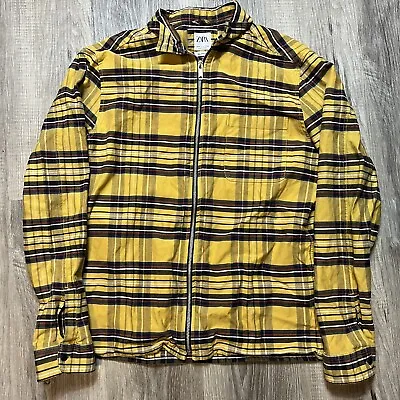 $22.99 • Buy Zara Yellow Plaid Zip Up Jacket Mens Medium 