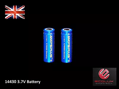 2x Ampsplus 14430 650mAh Battery 3.7V Lithium Rechargeable Flat UK Batteries • £7.45