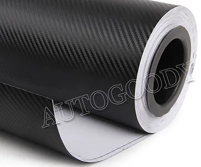 12  X 60  Black Carbon Fiber Vinyl Film Wrap 3D Bubble Free Air Release 1ftx5ft • $8.92