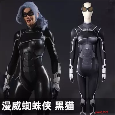 Manles Spider-man Cosplay Blackcat Jumpsuit Battle Suit Halloween Costume Marvel • $49.54