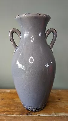 Grey Ceramic Chateau Urn Flower Vase Distressed Rust Lava 35cm Tall Dunelm • £10