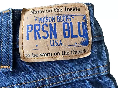 Prison Blues Jeans Made In USA Suspender Buttons Size 33x 30 • $24.95
