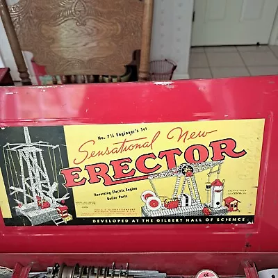 Vintage Gilbert Erector Engineer's Set #7 1/2 In Original Metal Case 1948 • $50