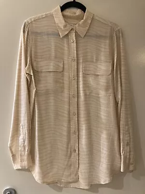 Equipment Femme Silk Pale Peach Zebra Print Classic Blouse Shirt M $440 Pockets • $60