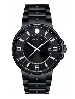 Movado SE Pilot Black Dial Stainless Steel Quartz Men's Watch 0606809 BELOW RRP • $1337.89