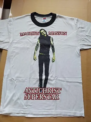 Marilyn Manson Large Ringer Antichrist Superstar Shirt Vintage Rare 90's Soffe • $100