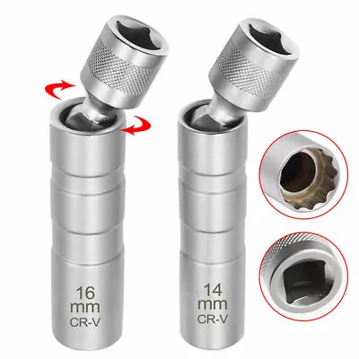 14MM 16MM Thin Wall Magnetic Swivel Spark Plug Socket 12-Point Removal Tool • $9.39