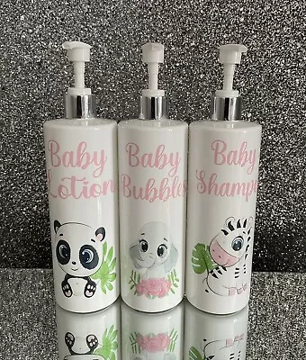 £12.50 • Buy Baby Bathroom Pump Bottles Shampoo Conditioner Body Mrs Hinch Inspired