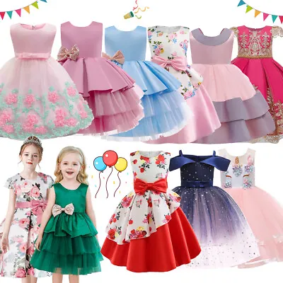 £20.82 • Buy Flower Girls Bridesmaid Dress Baby Kids Party Lace Bow Wedding Dresses Princess