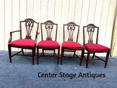 59238   Set Of 4 Antique Mahogany J B VANSCIVER Shield Back Dining Room Chairs • $425