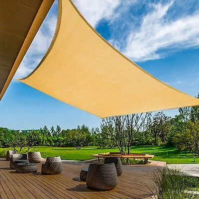 Sun Shade Sail Rectangle Square Canopy Durable Fabric UV Block Awning For Patio • $29.99