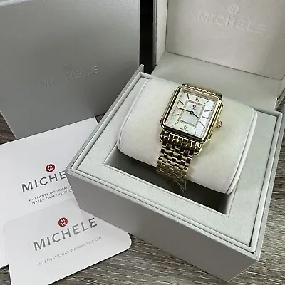 NEW✅ Michele Deco II Diamond 18k Gold Plated Mother Pearl Watch MWW06X000044 • $995.99