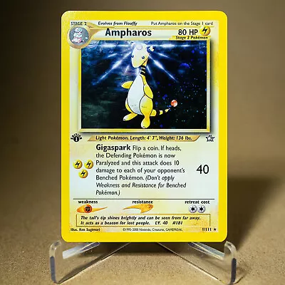 Ampharos 1/111 1st Edition NM- Pokémon TCG Neo Genesis Holo Rare WOTC Card • $35
