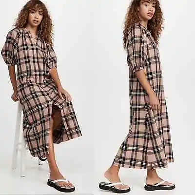 $172 • Buy STAUD Vincent Maxi Dress In Camel Plaid Size Small