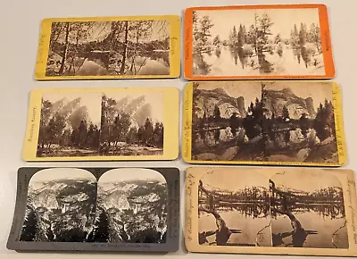 (6) California Stereoview Photos Yosemite Valley Mary's Lake Mirror Lake • $20