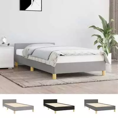 Bed Frame With Headboard Mattress Foundation Upholstered Bed Fabric VidaXL • £88.99