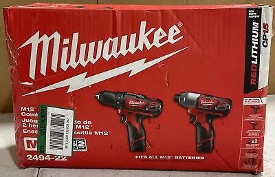 Milwaukee 2494-22 M12 12V Cordless Drill Driver/Impact Driver 2-Tool Combo Kit • $135.33