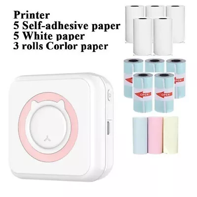 Pink Mini Printer Mobile-Phone Bluetooth Label Photos Printing Machine • £17.60