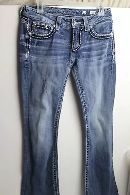 Miss Me Jeans Women's Size 27 JE8008BR Boot Blue Flap Pockets Measure 30 X 31  • $34.95