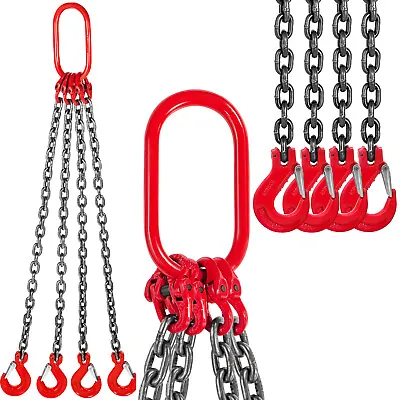 VEVOR 1m X 4 Leg 8mm Lifting Chain Sling 4T G80 With Grab Hooks • £51.94